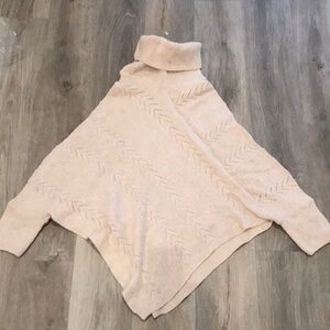 New knit poncho oat white